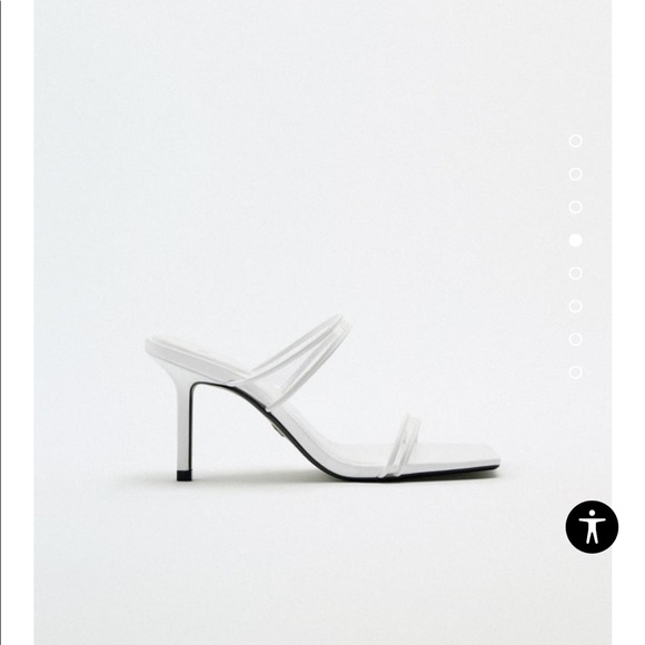High heel white sandals with thin vinyl straps. Squared toe. Comfortable classy - Picture 4 of 7
